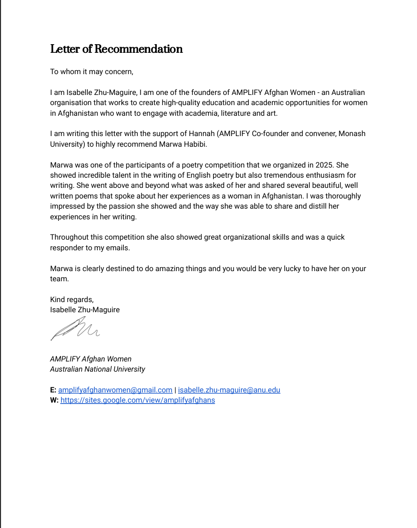 Recommendation Letter